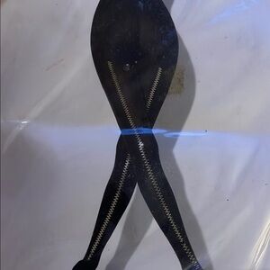 Black Tights with Silver Zipper Detail